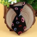Kids pet polyester necktie with colorful kiss print, stylish and cute accessory. - Lip Print (LD-CW24)