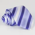 Men's blue white striped business necktie polyester jacquard stylish formal tie accessory. - Blue White Stripe (8)