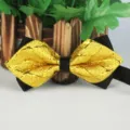 Goldene spitze Satin Fliege fuer Herren, stilvolles formelles Halskleidung Accessoire. - LJ-JD04