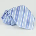 Light Blue Striped Men's Necktie 8CM Business Formal Wedding Necktie Variant Item - Light Blue White Orange Stripe (12)