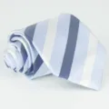 Blue and white striped men's business necktie, classic jacquard fabric, elegant wedding tie. - Blue White Stripe (9)