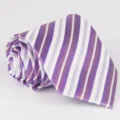 Men's business purple white striped necktie, classic design for formal wedding and office wear. - Purple White Stripe (15)
