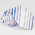 Men's business striped necktie in blue purple grey polyester 8cm width wedding formal wear - Multi Stripe (13)