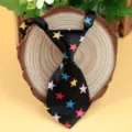 Cute black star print necktie for kids and pets, soft polyester material for daily wear performance. - Starry Sky Print (LD-CW29)