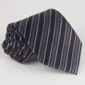 Black striped men's business necktie, 8cm polyester arrow tie variant style for formal wear. - Black White Stripe (21)