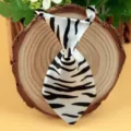 Kids pet zebra print tie, black and white polyester fashion necktie for dogs and cats show. - Zebra Print (LD-CW31)