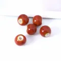 Jingdezhen large hole ceramic beads 10mm glazed loose beads DIY handmade jewelry making - 10mm (Hole Approx 3mm) / Flower Glaze Red