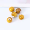 Jingdezhen glazed ceramic beads 10mm large hole loose beads DIY handmade jewelry making material - 10mm (Hole Approx 3mm) / Flower Glaze Yellow