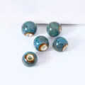Jingdezhen 10mm large hole ceramic beads blue glaze loose beads for DIY jewelry making crafts - 10mm (Hole Approx 3mm) / Flower Glaze Blue