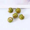 Perles en céramique de Jingdezhen grand trou perles émaillées vertes pour bijoux DIY 10mm - 50 Pièces/Paquet / Vert