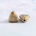 Glazed triangular beads DIY jewelry making retro spacer bead pendant necklace accessories 16mm - Triangle 16*8.5mm / Flower Glaze Coffee White