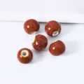 Perles en ceramique a grand trou de Jingdezhen 10mm email DIY bijoux perles en vrac pour art - 50 Pièces/Paquet / Rose