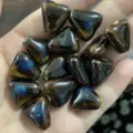 Handmade glazed ceramic triangle beads for DIY jewelry making, vintage necklace pendants. - Triangle 16*8.5mm / Flambe Sapphire Blue