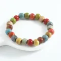 Chinese style colorful ceramic beaded bracelet retro glazed bead single circle jewelry - CS003 Colorful Journey (8mm)