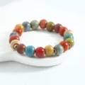 Colorful ceramic bead bracelet variant, neo-Chinese ethnic style handmade jewelry item. - CS004 Colorful Journey (10mm)