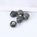 Perles en ceramique de Jingdezhen 10mm grand trou emaille DIY bijoux faits a la main art. - 50 Pièces/Paquet / Blanc Cassé