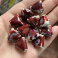 Red glazed ceramic triangle beads DIY jewelry making necklace pendant accessories variant - Triangle 16*8.5mm / Guifei Color (Kiln-Transmutation Glaze, Random Color)