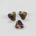 Handcrafted glazed triangle ceramic beads for DIY jewelry making, charm pendants and necklaces. - High-Temperature Green with Red