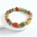 Colorful ceramic beaded bracelet variant, stylish ethnic style single circle jewelry accessory. - CS007 Quiet Breeze