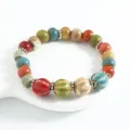 Retro Chinese style colorful ceramic bead bracelet single circle ethnic retro jewelry item - CS009 Dusk Dust