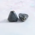 Glazed triangular bead DIY jewelry accessory variant showing dimensions and unique speckled texture. - Triangle 16*8.5mm / Variegated Grey-White