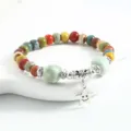 Colorful Ceramic Beaded Bracelet with Star Pendant Ethnic Style Single-Circle Jewelry Variant - CS010 Romantic Galaxy (Pea Green)