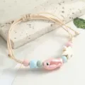 Handmade braided ceramic fish bracelet cute porcelain bead student jewelry style accessory - Cute Starfish Beads (Pink)