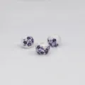 Purple floral ceramic beads, 8mm diameter 3mm hole, DIY jewelry making craft supply. - Orchid Purple