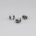 Ceramic floral loose beads for DIY jewelry making, 8mm porcelain craft spacer beads. - Orchid Black