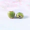 DIY handmade ceramic heart beads green speckled loose beads for bracelet jewelry making - 10 Pieces/Pack / Green