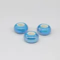 Blue ceramic spacer bead, large hole 15mm round DIY jewelry making accessory crafting part - Electroplated 10x15mm / Sky Blue Gloss