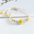Handmade ceramic corn braided bracelet vintage style minimalist adjustable rope jewelry for women - Dark Yellow Corn