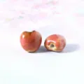 Ceramic peach heart beads DIY jewelry accessories, cute pink glazed spacer bead for bracelet. - 10 Pieces/Pack / Pink