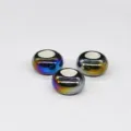 Ceramic spacer beads large hole electroplated colorful DIY jewelry making 15mm - Electroplated 10x15mm / Black Gloss