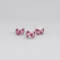 Ceramic loose beads DIY jewelry accessories 8mm diameter 3mm hole pink floral pattern craft supply - Orchid Pink