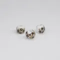 Ceramic loose beads with brown floral pattern, 8mm diameter 3mm hole DIY jewelry craft parts. - Orchid Coffee