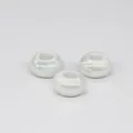 White ceramic large hole spacer beads, glossy pearl finish DIY jewelry making component. - Electroplated 10x15mm / White Gloss