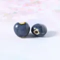 Dark blue ceramic heart beads DIY jewelry making accessories, approx 12x11.5mm shiny glaze - 10 Pieces/Pack / Deep purple