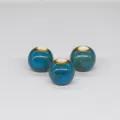 Glazed ceramic round beads 12mm DIY jewelry making accessories loose beads crafting items - 12mm / Flower Glaze Blue