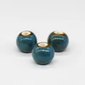 Keramik Perle rund DIY Schmuck Zubehör Glasur blau 14mm Loch 3mm für Handwerk basteln - 14mm / Blumenglasur Blau
