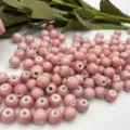 Pink ceramic round beads for DIY bracelet jewelry making and crafting accessories wholesale - 6mm / Light Pink