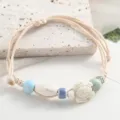 Fresh turtle ceramic braided bracelet, adjustable literary forest style bead jewelry piece. - Sea Turtle Sea Blue Spacer Beads