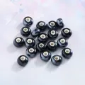 Black electroplated ceramic beads, torus spacer beads for DIY jewelry making, 9mm. - Glossy Black