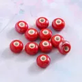 Red ceramic beads abacus shape loose beads for DIY handmade jewelry bracelets 9mm - Glossy Red