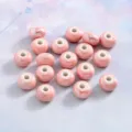 Macaron electroplated ceramic beads, 9mm abacus shape loose beads for DIY bracelet jewelry making. - Glossy Very Light Pink