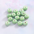 Green ceramic abacus beads, 9mm DIY bracelet loose beads for handmade jewelry making. - Glossy Fruit Green