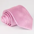 Pink micro-check men's business necktie variant, 8cm wide pointed style polyester tie. - Pink Micro Check (16)