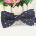 Herren dunkelblaue gepunktete Fliege, klassischer britischer Polyester Herrenschlips. - LJ-HH07