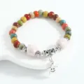 New Chinese ethnic style ceramic beaded bracelet colorful retro bracelet for women daily wear - CS011 Romantic Galaxy (Pink)