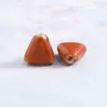 Handmade glazed ceramic triangular beads DIY jewelry making necklace pendant accessories - Triangle 16*8.5mm / Flower Glaze Orange